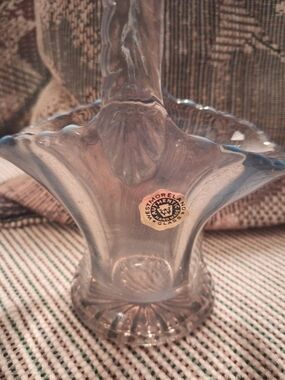 Westmoreland Clear OPALESENT Scalloped Basket Vase